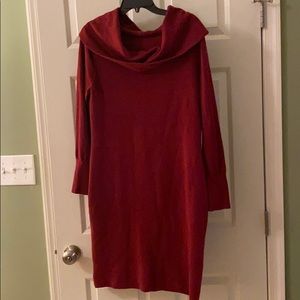 Ann Taylor cowl neck ribbed red sweater